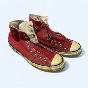 Vintage converse Chuck Taylor all star high tops Red canvas NO LACES size 11